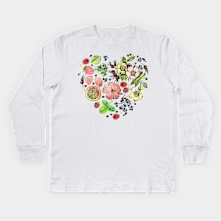 Graphic Plants Fruit Tea Kids Long Sleeve T-Shirt